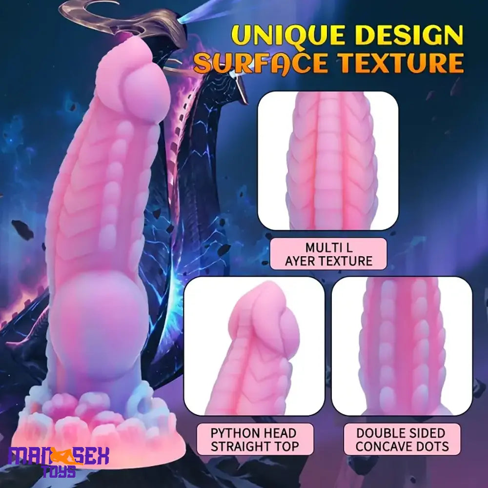 8.14in Colorful Silicone Flexible Fantasy Big Luminous Monster Female Dildo