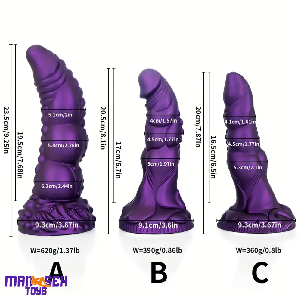 7.87in 8.1in 9.25in Animal Dragon Monster Silicone Dildo For Vaginal Pleasure