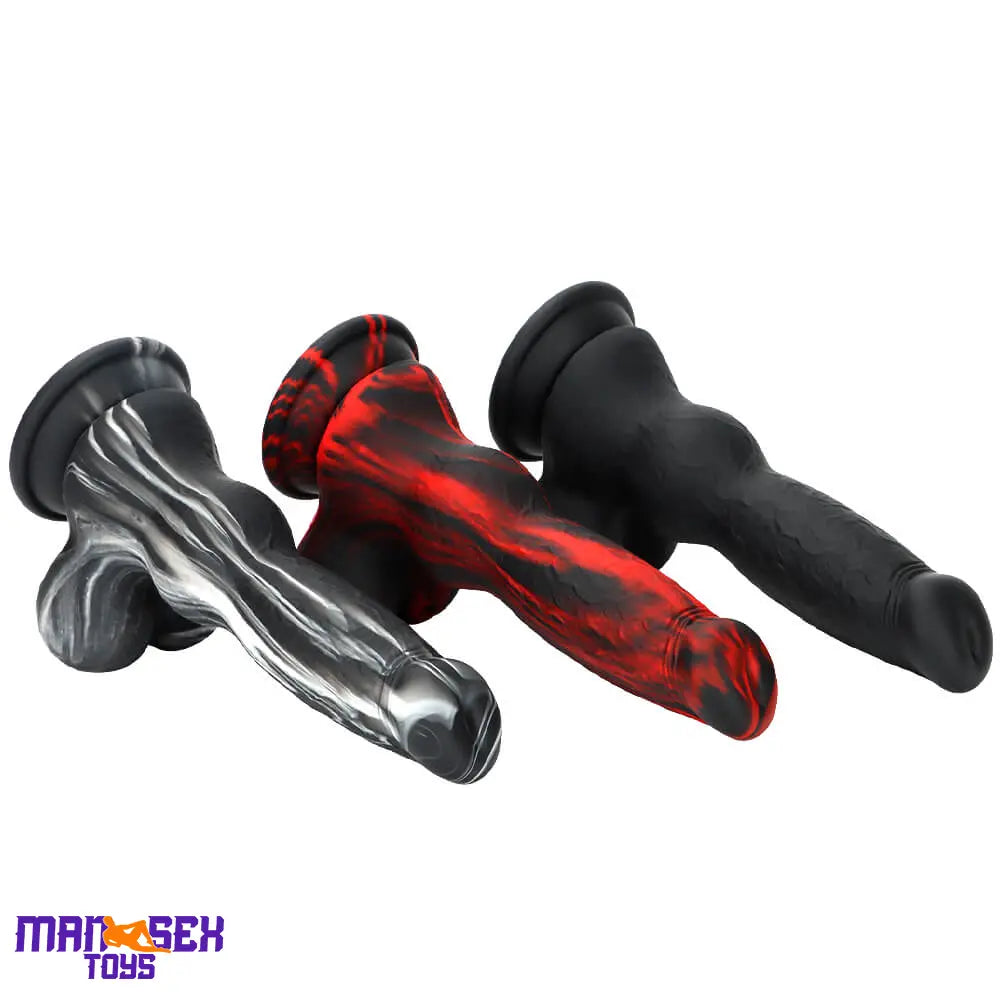 7.87in Silicone Soft Mixed Color Dog Cock Dildo For Women Sex Cock Toy