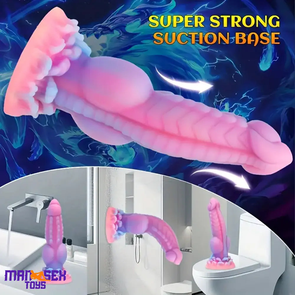 8.14in Colorful Silicone Flexible Fantasy Big Luminous Monster Female Dildo