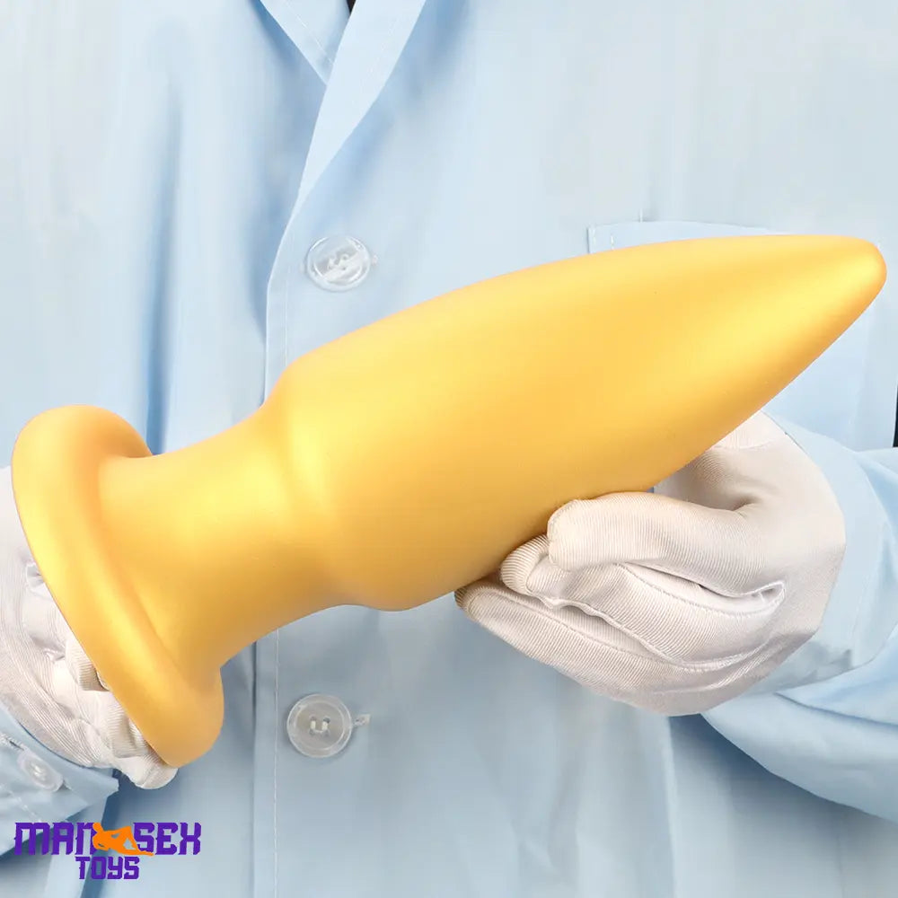 8.85in Premium Gold Soft Liquid Silicone Big Butt Plug Dildo Cock Sex Toy