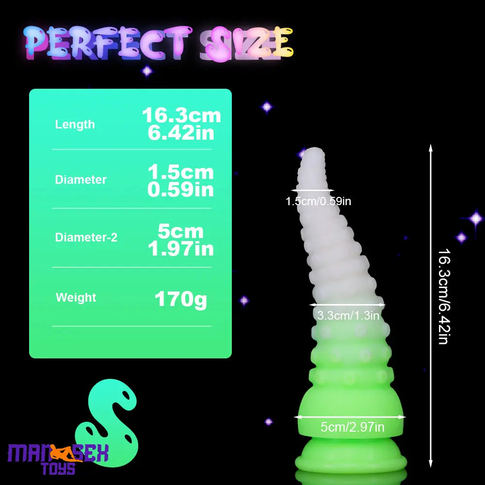 6.42in 7.48in 8.66in Fluorescent Octopus Tentacle Soft Dildo For Masturbator
