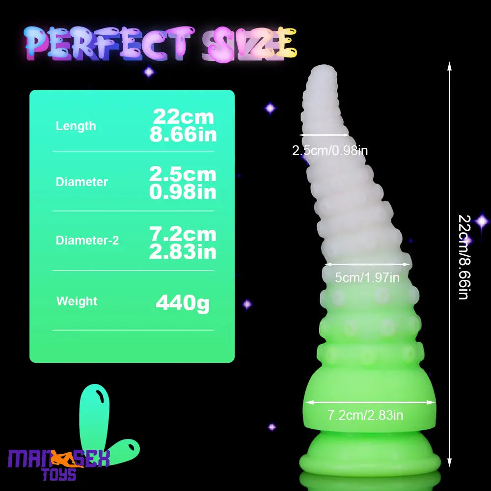 6.42in 7.48in 8.66in Fluorescent Octopus Tentacle Soft Dildo For Masturbator