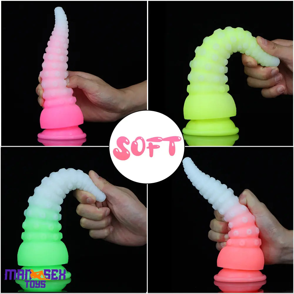 6.42in 7.48in 8.66in Fluorescent Octopus Tentacle Soft Dildo For Masturbator