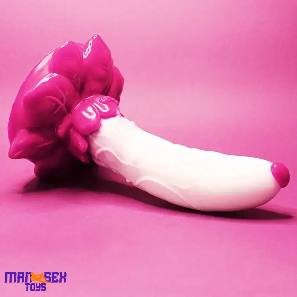 7.4in Soft Flexible Silicone Rose Shape Colored Particles Cock Head Dildo