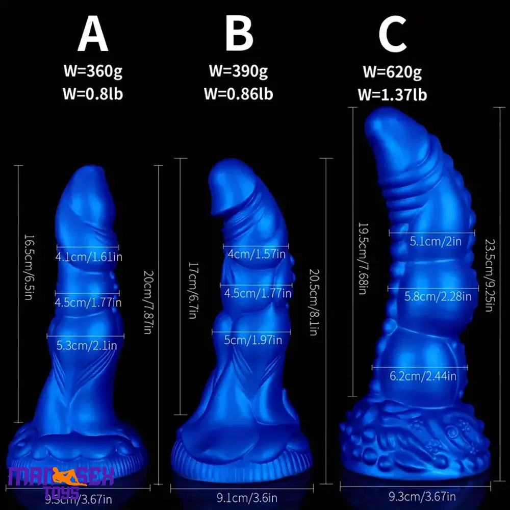 7.87in 8.1in 9.25in Silicone Realistic Monster Soft Bendable Pleasure Dildo