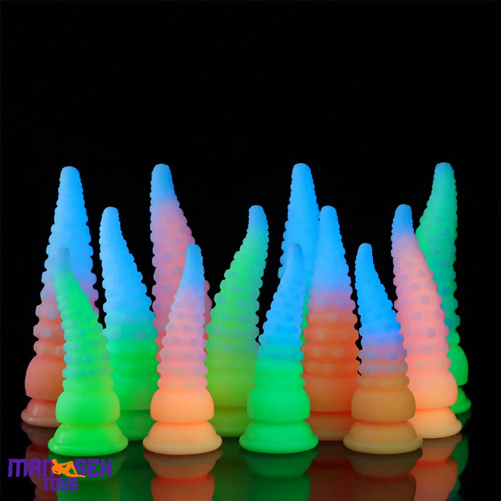 6.42in 7.48in 8.66in Fluorescent Octopus Tentacle Soft Dildo For Masturbator