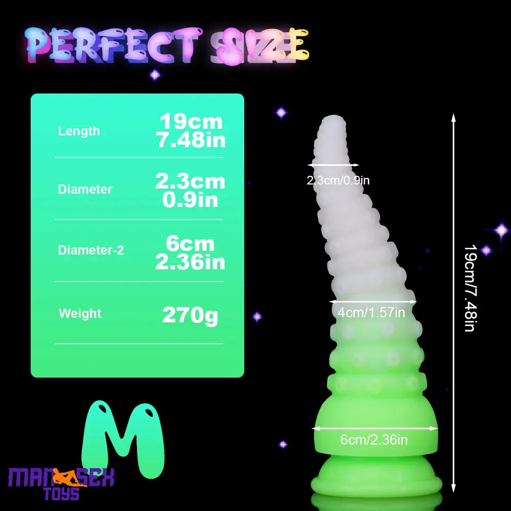 6.42in 7.48in 8.66in Fluorescent Octopus Tentacle Soft Dildo For Masturbator