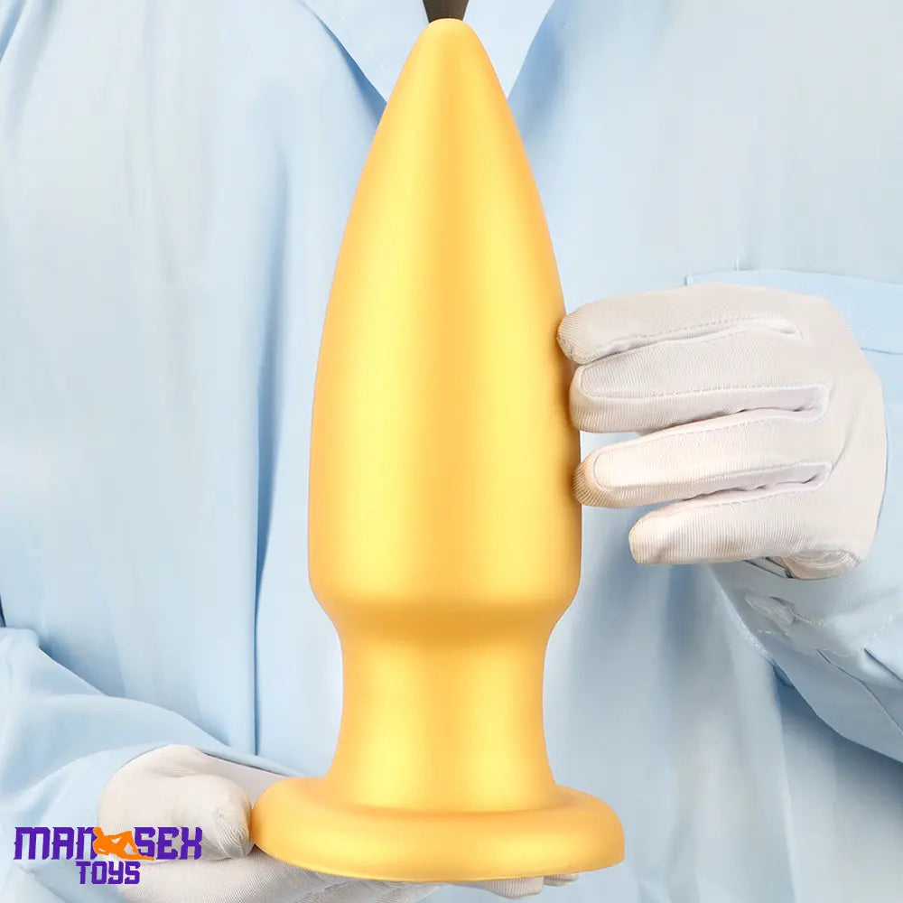 8.85in Premium Gold Soft Liquid Silicone Big Butt Plug Dildo Cock Sex Toy