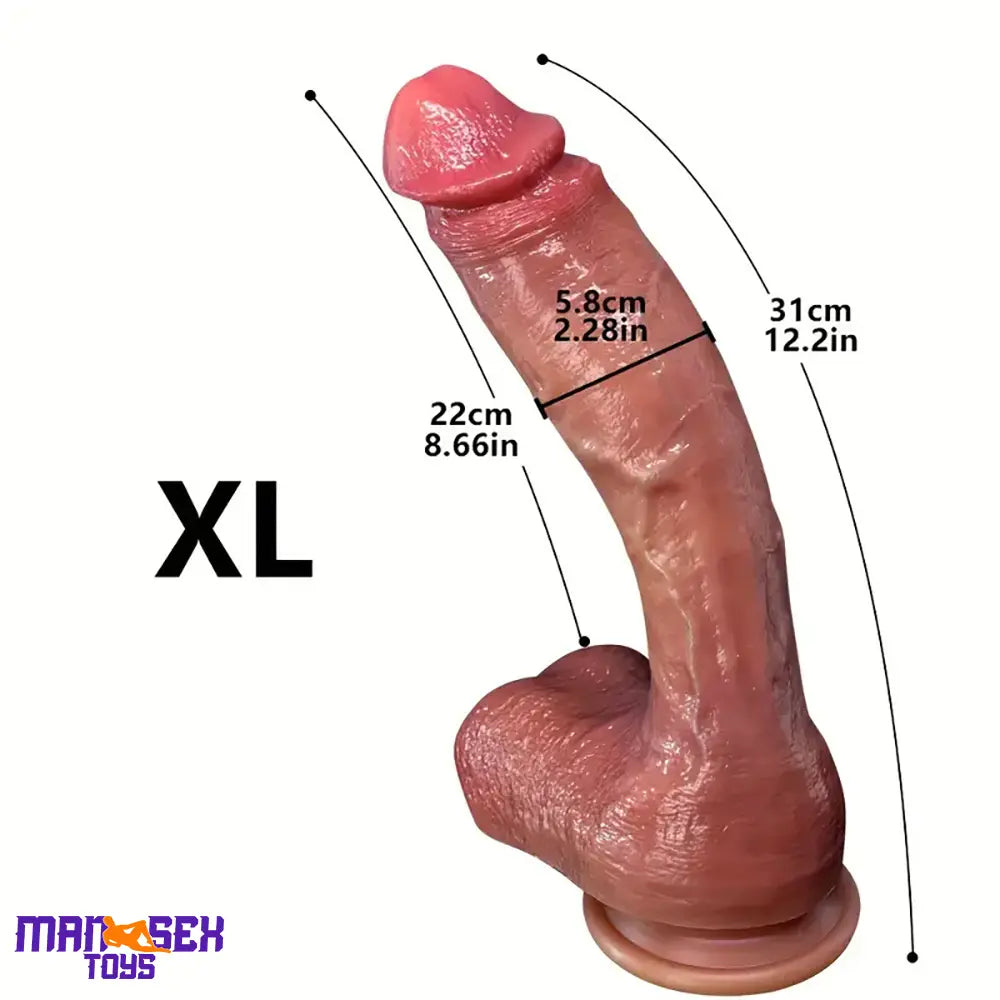 9.05in 10.43in 11.02in 12.2in 13.58in Soft Silicone Large Lifelike Cock Dildo