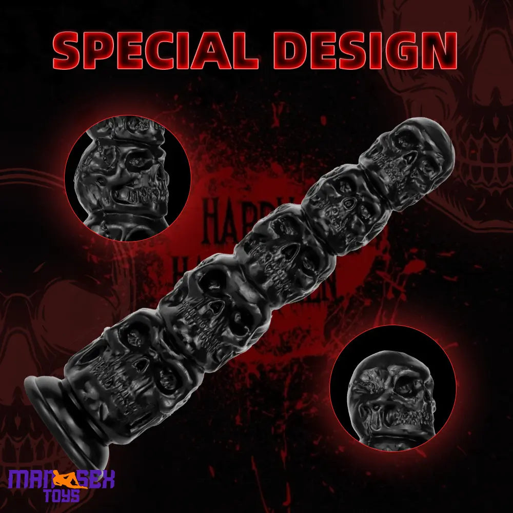 8.66in 11.8in 7.87in 11.02in Pumpkin Skull Odd Head Big Black Odd Dildo