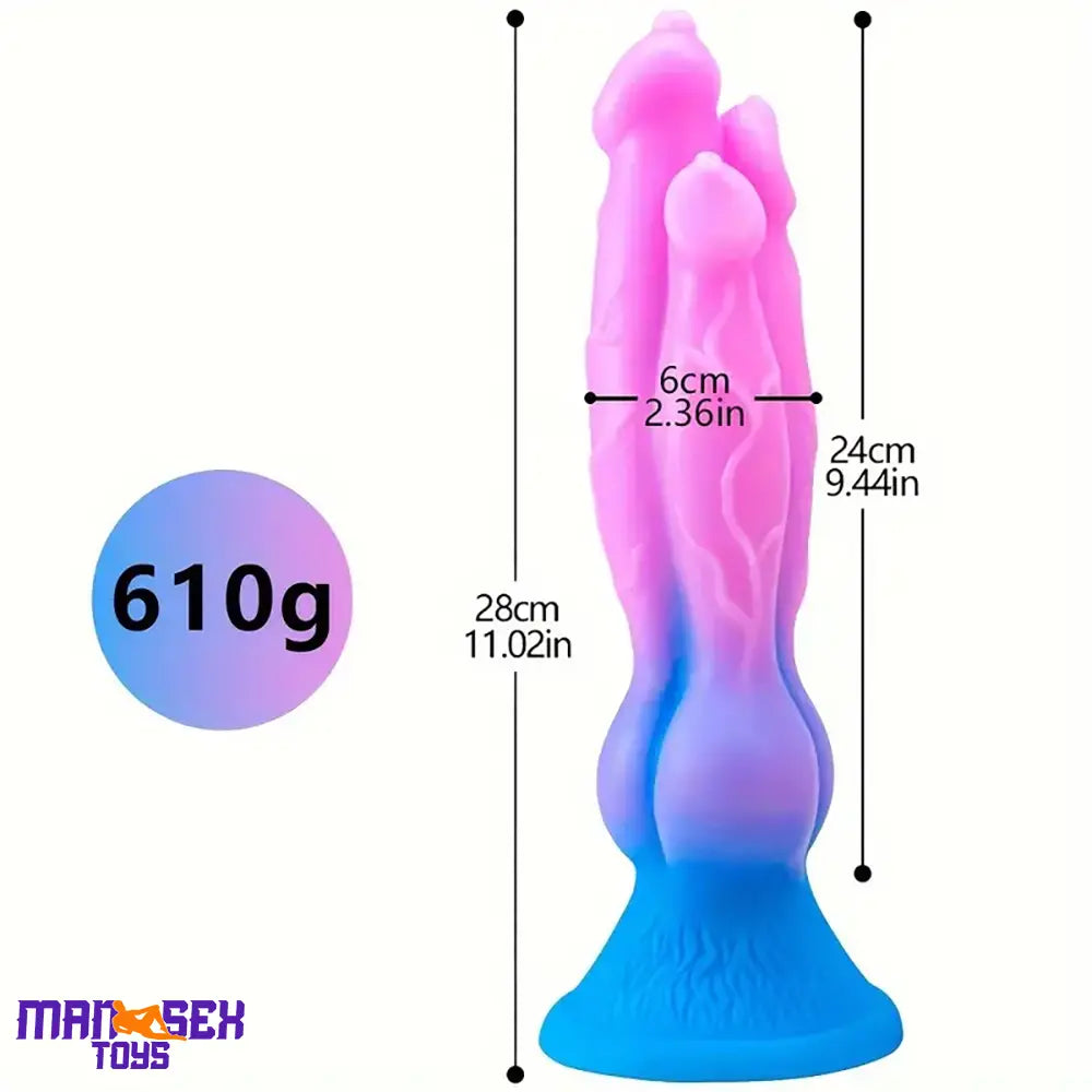 11.02in Colorful Silicone Flexible Fantasy Dog Dildo For BDSM Sex Game