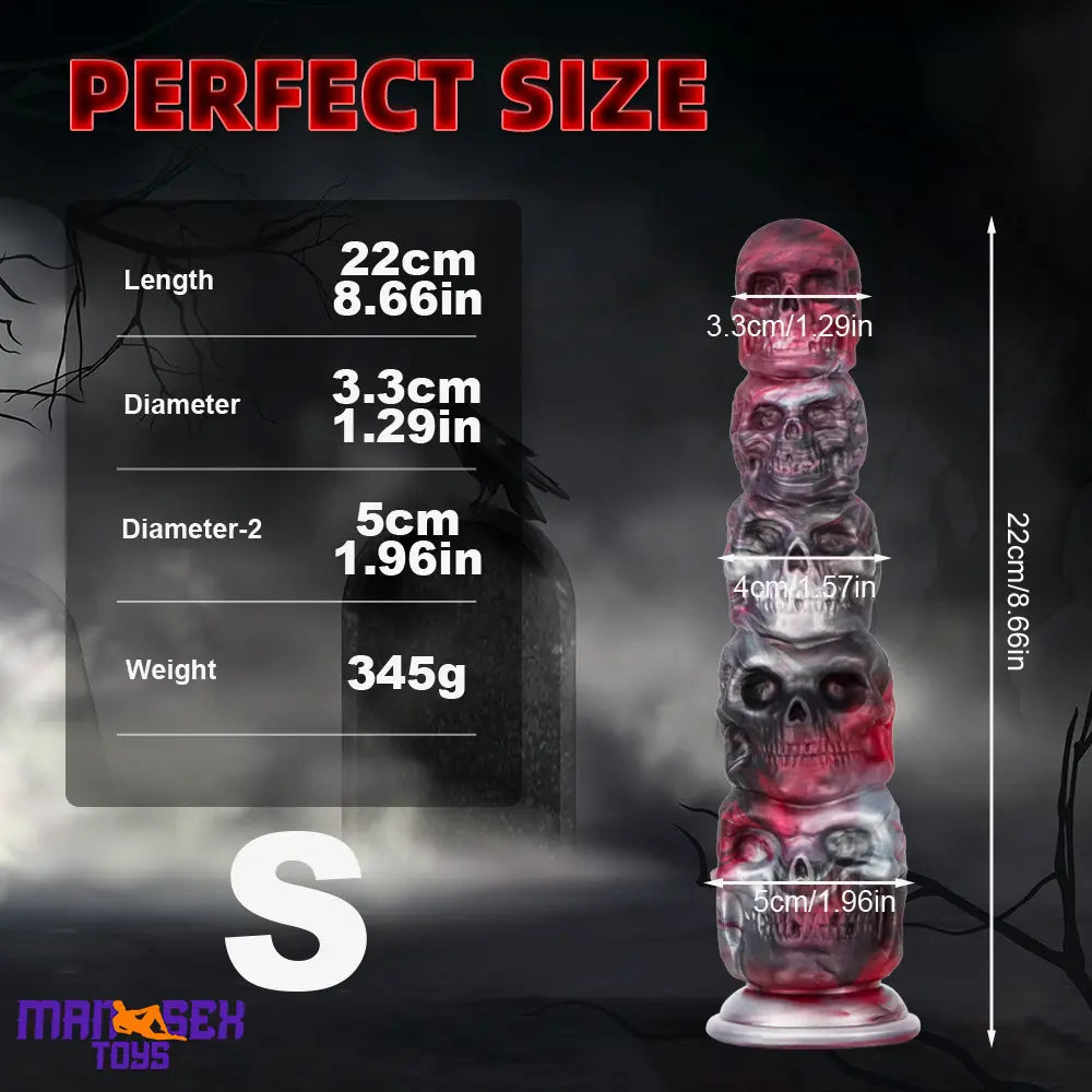 8.66in 11.85in 7.87in 11.02in Pumpkin Skull Silicone Dildo For Halloween