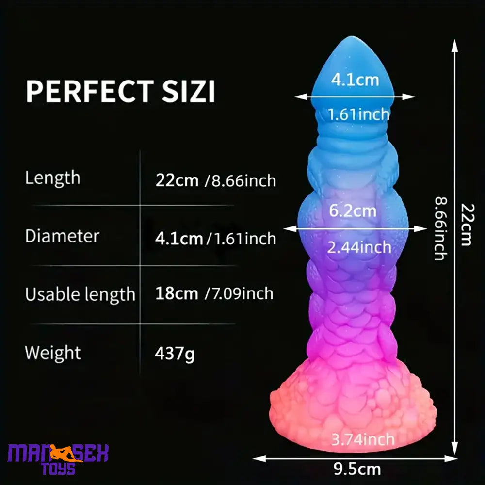 8.66in Silicone Dragon Luminous Real Soft Dildo For G-Spot Stimulation Cock
