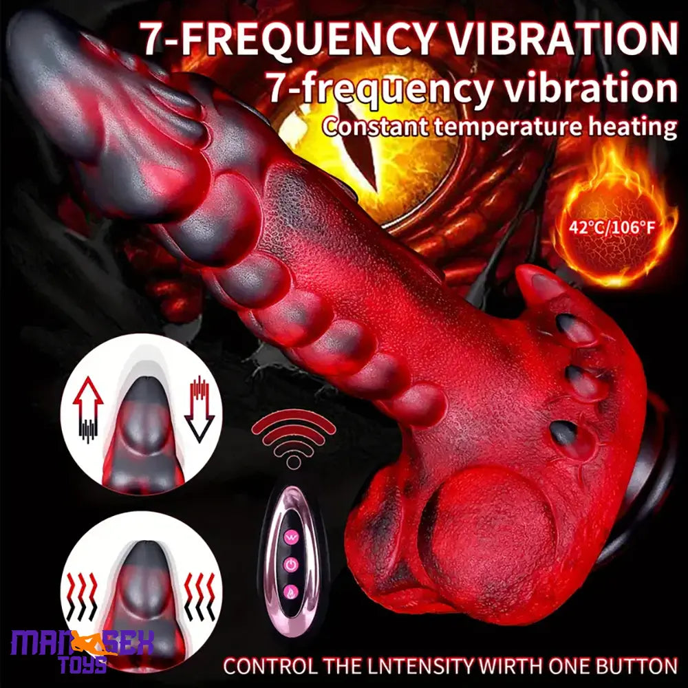 9.25in Retractable Heating Remote Control Vibrating Silicone Pleasure Dildo
