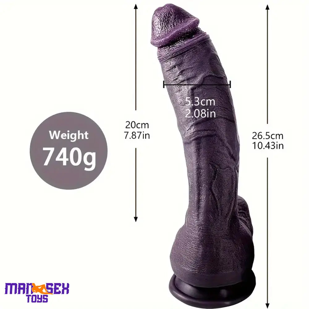 8.66in 8.74in 10.43in Big Ebony Silicone Flexible Dildo G-Spot Stimulator