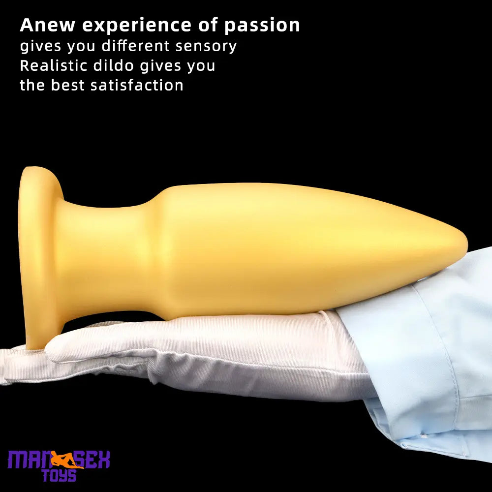 8.85in Premium Gold Soft Liquid Silicone Big Butt Plug Dildo Cock Sex Toy