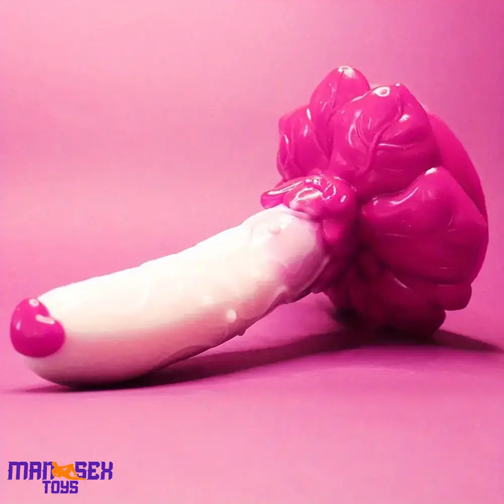 7.4in Soft Flexible Silicone Rose Shape Colored Particles Cock Head Dildo