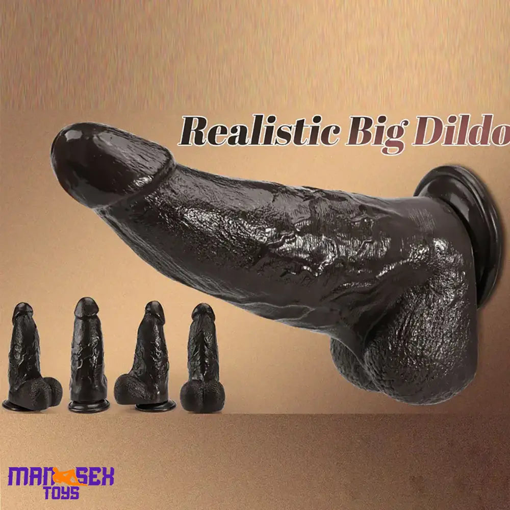 9.84in Superb Skin Sensation Real Thick Ebony Dildo For Female Masturbator