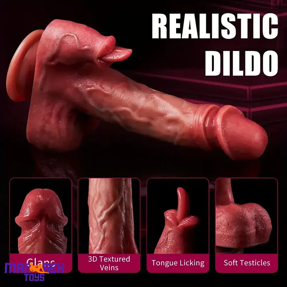 8.7in Multi-Stimulation Thrusting Tongue Licking Heating Dildo Vibrator Toy