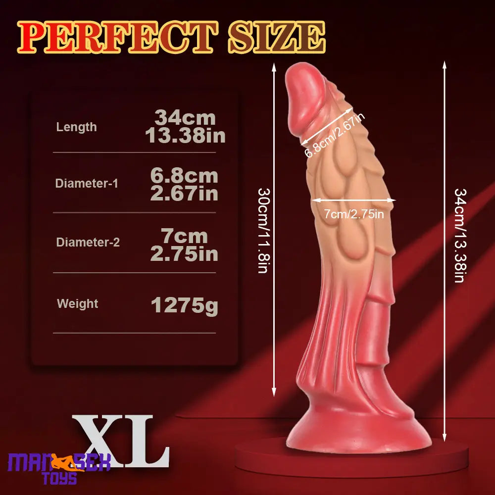 7.48in 9.45in 11.02in 13.38in Big Dragon Fantasy Silicone Soft G-Spot Dildo