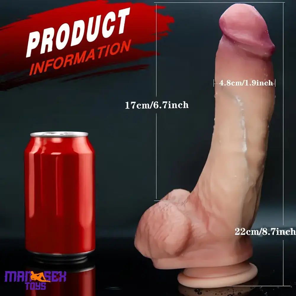 8.7in Superb Soft Sensation Real Silicone Dual Layer Dildo For Female Clit