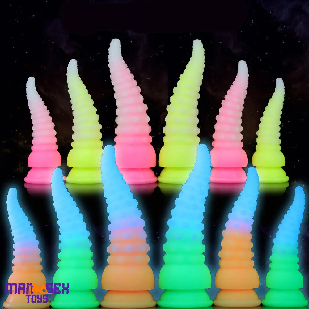 6.42in 7.48in 8.66in Fluorescent Octopus Tentacle Soft Dildo For Masturbator
