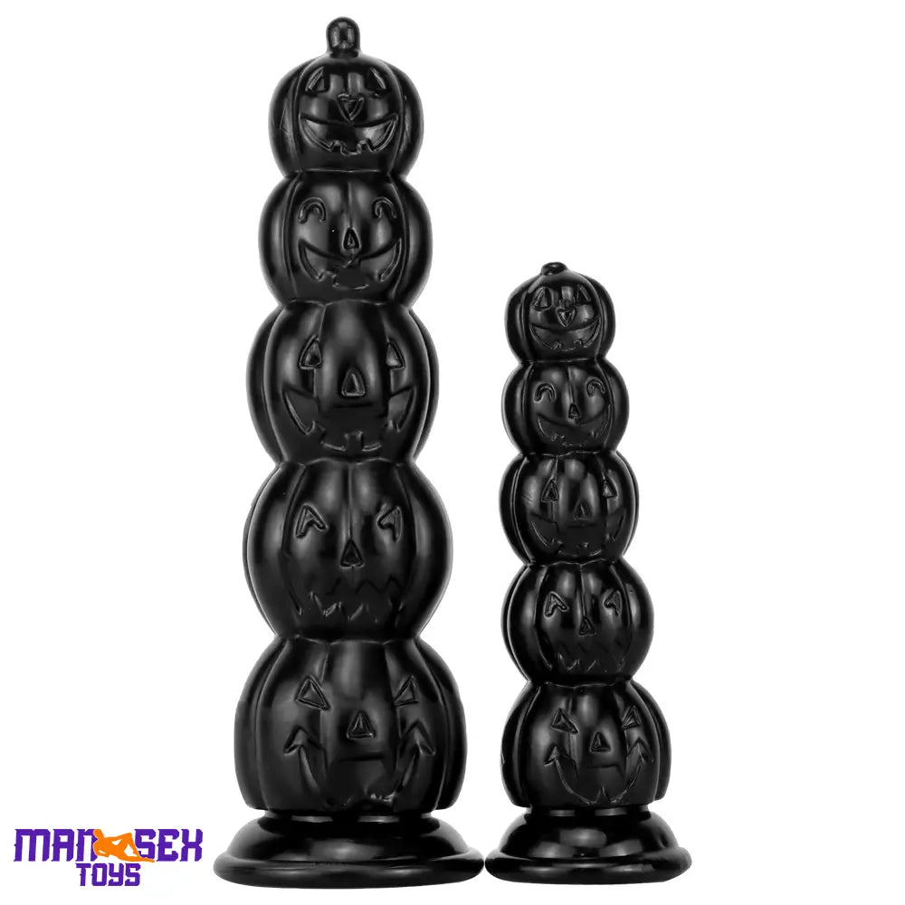 8.66in 11.8in 7.87in 11.02in Pumpkin Skull Odd Head Big Black Odd Dildo
