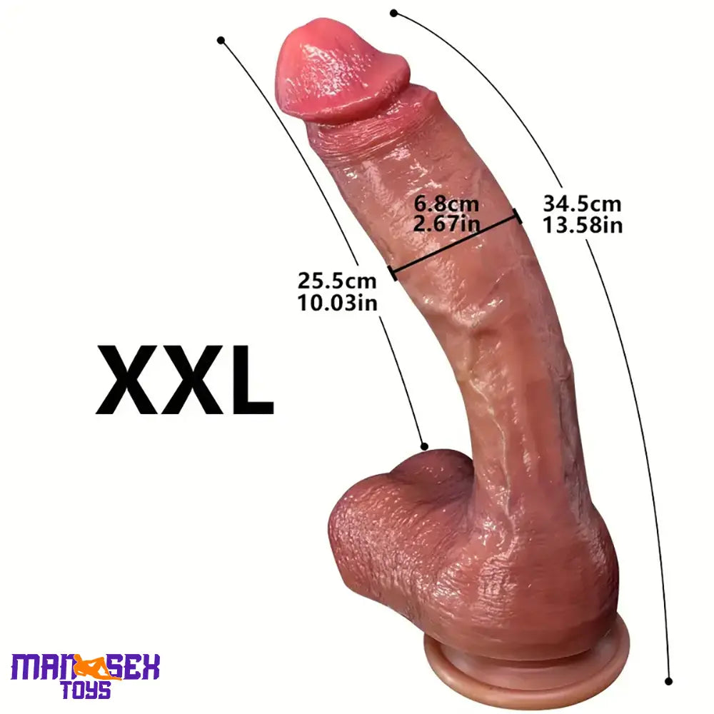9.05in 10.43in 11.02in 12.2in 13.58in Soft Silicone Large Lifelike Cock Dildo