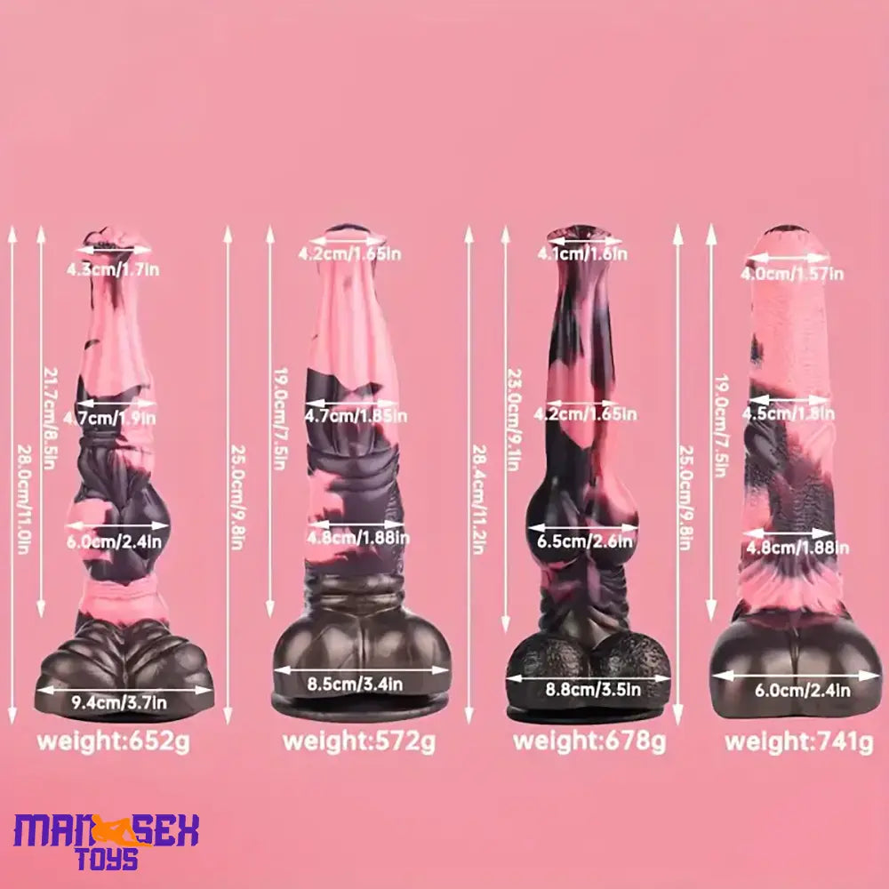 11in 9.8in 11.2in 9.8in Soft Silicone Fantasy Large Horse Penis Knotted Dildo