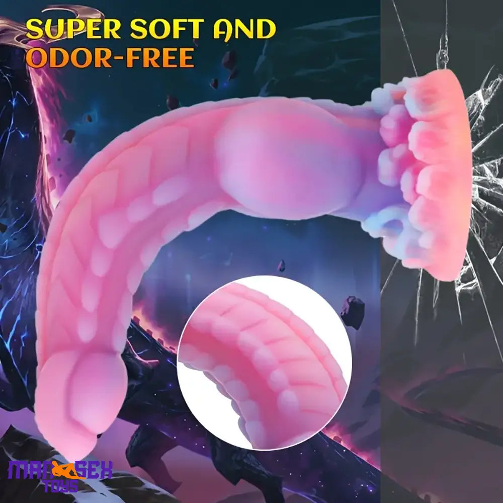 8.14in Colorful Silicone Flexible Fantasy Big Luminous Monster Female Dildo