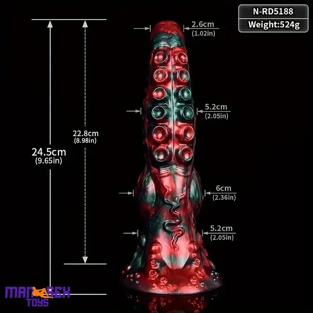 9.65in Silicone Big Soft Thick Tentacle Octopus Monster Dildo Sex Cock Toy