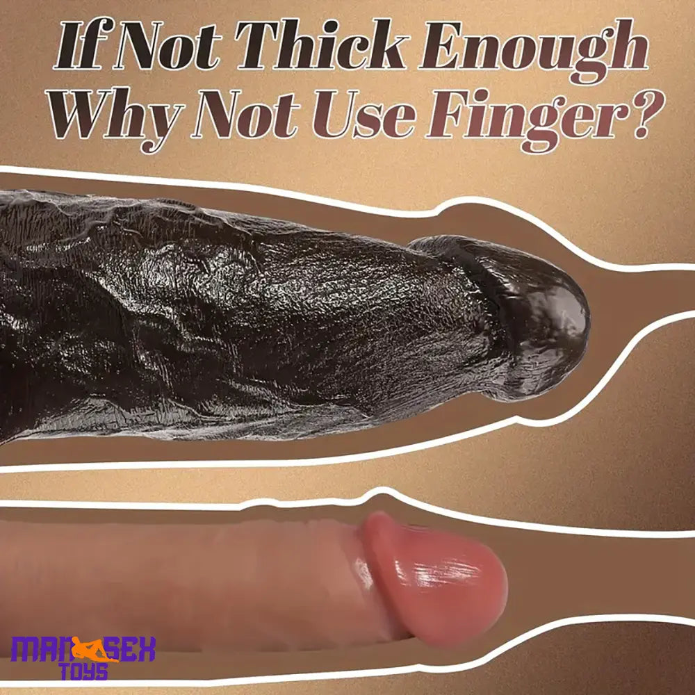 9.84in Superb Skin Sensation Real Thick Ebony Dildo For Female Masturbator