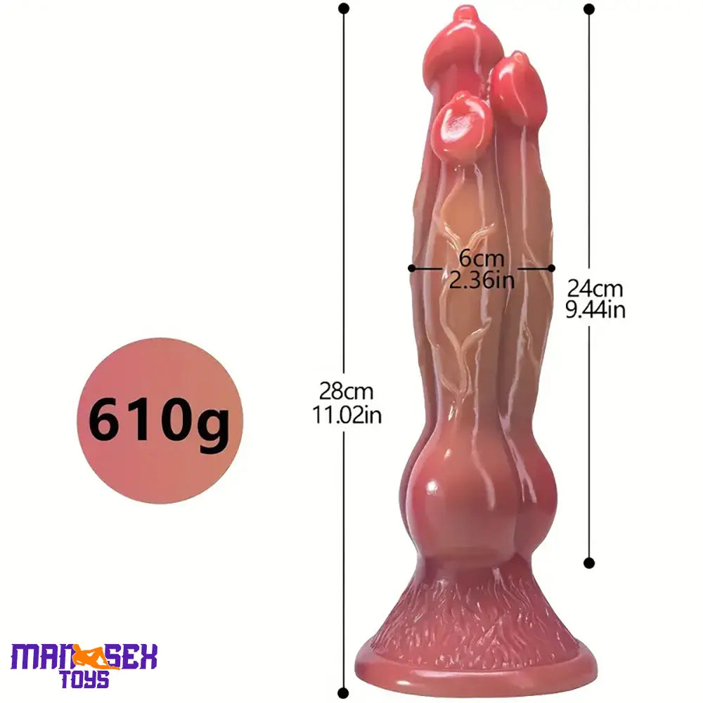 11.02in Colorful Silicone Flexible Fantasy Dog Dildo For BDSM Sex Game