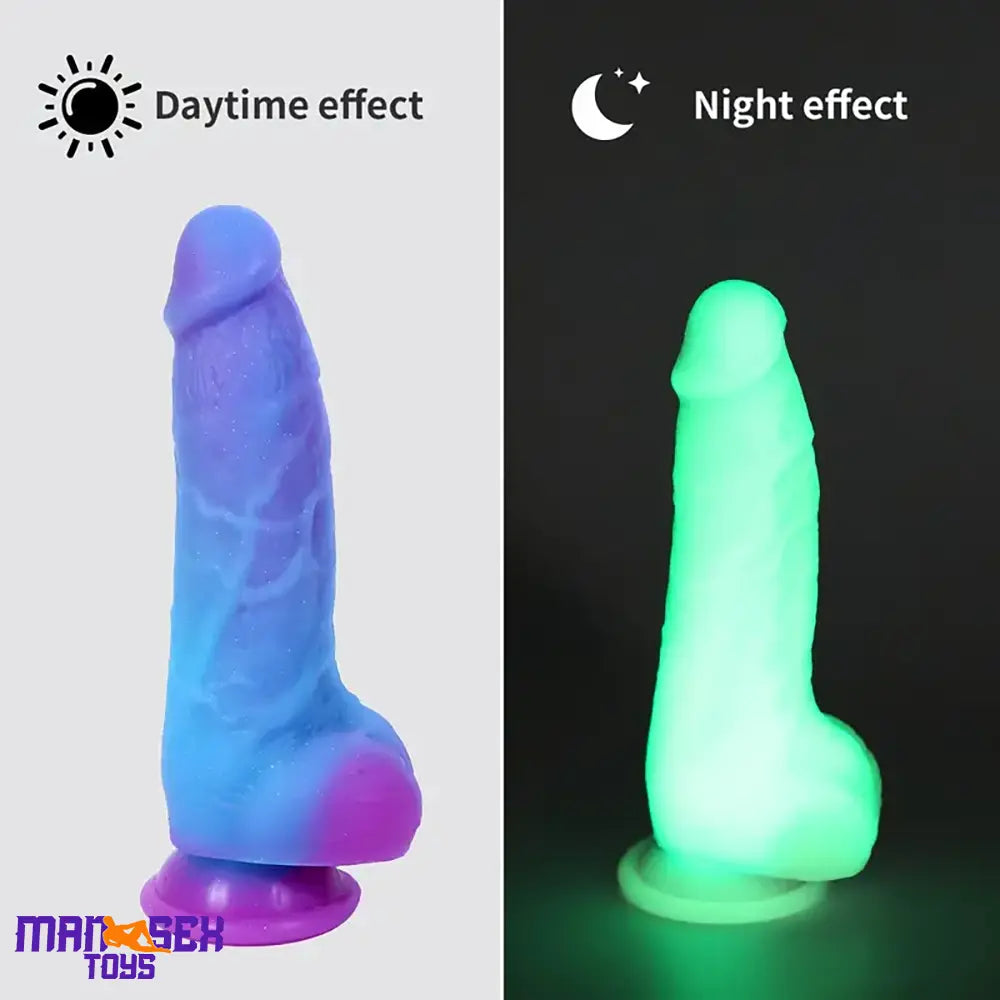 7.4in Unisex Soft Flexible Silicone Luminous Dildo Male Cock Sex Love Toy