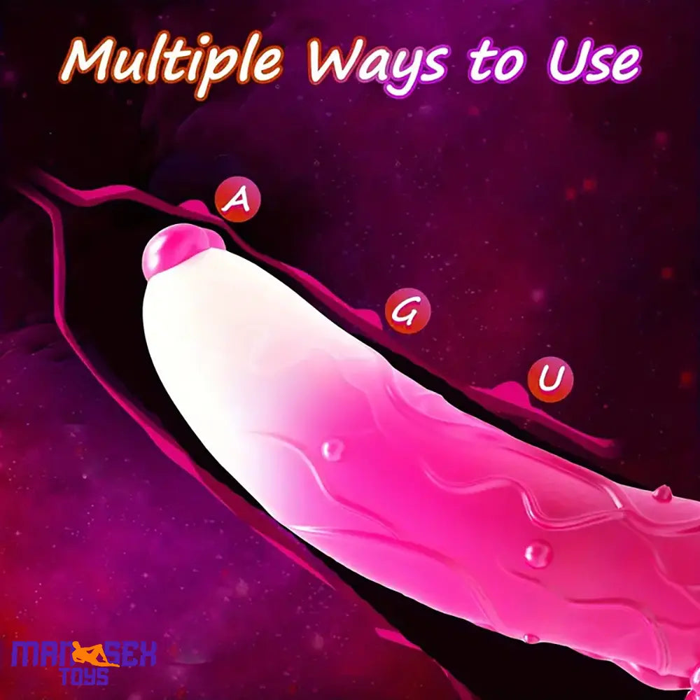 7.4in Soft Flexible Silicone Rose Shape Colored Particles Cock Head Dildo