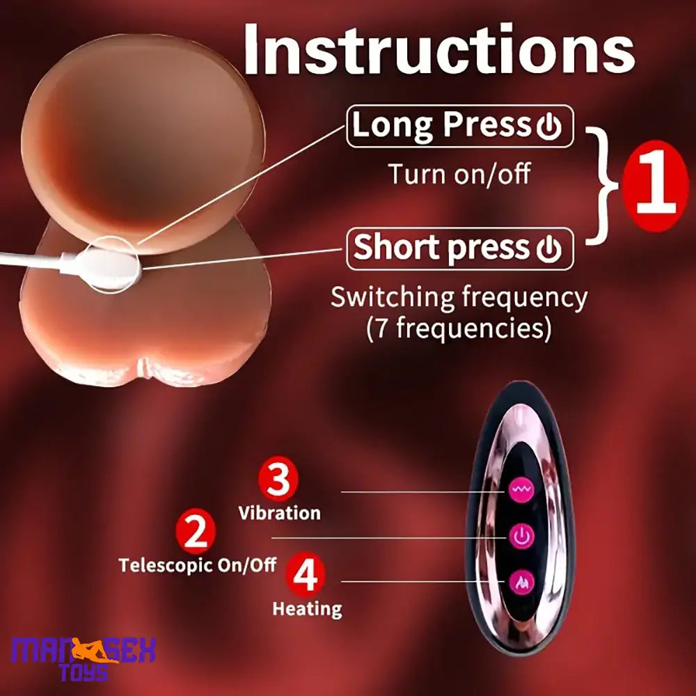 9.45in Ten Modes Thrusting Vibrating Heating Silicone Remote Wireless Dildo
