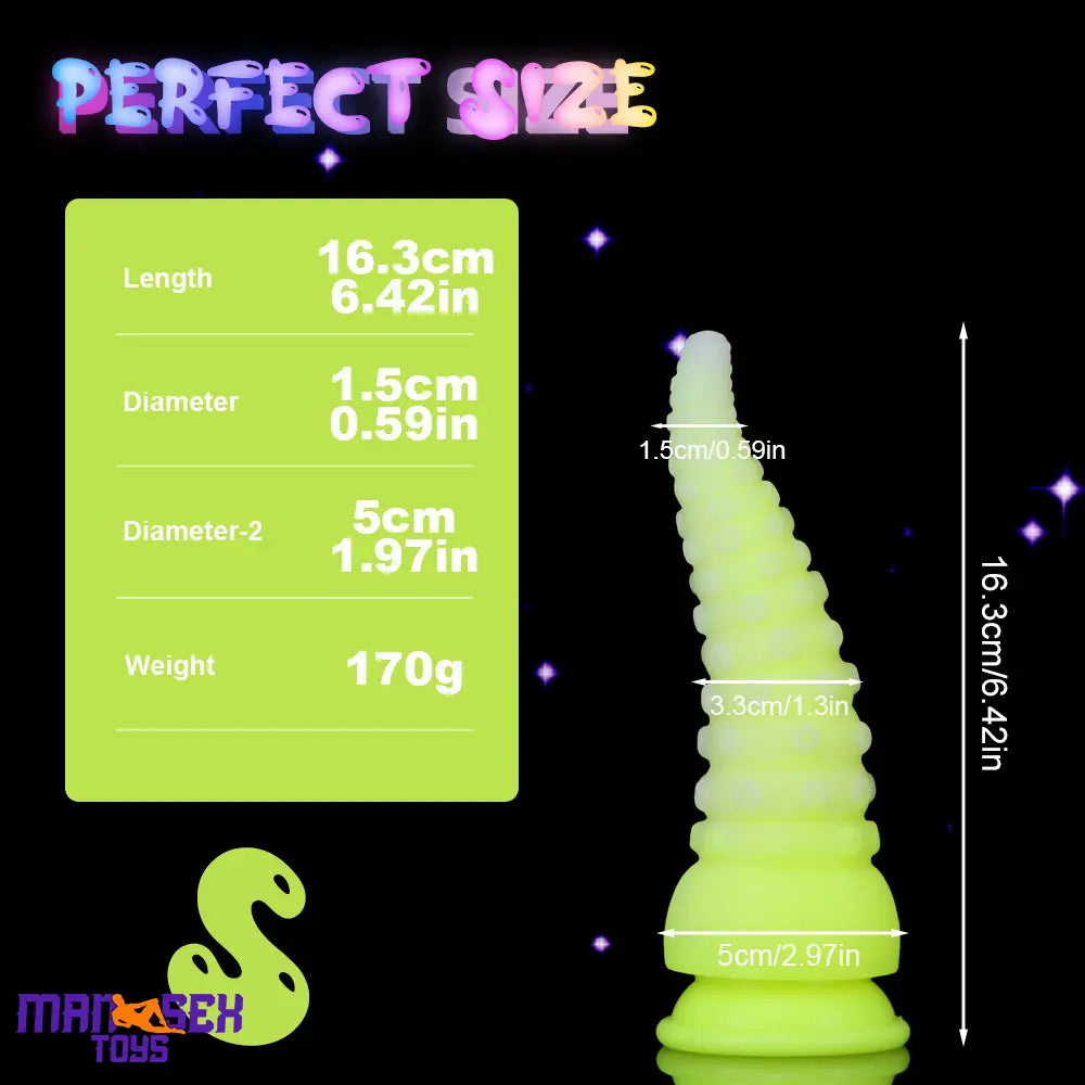 6.42in 7.48in 8.66in Fluorescent Octopus Tentacle Soft Dildo For Masturbator