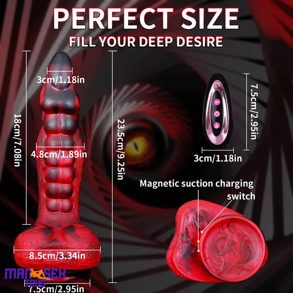 9.25in Retractable Heating Remote Control Vibrating Silicone Pleasure Dildo