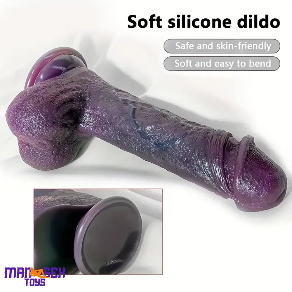 8.66in 8.74in 10.43in Big Ebony Silicone Flexible Dildo G-Spot Stimulator