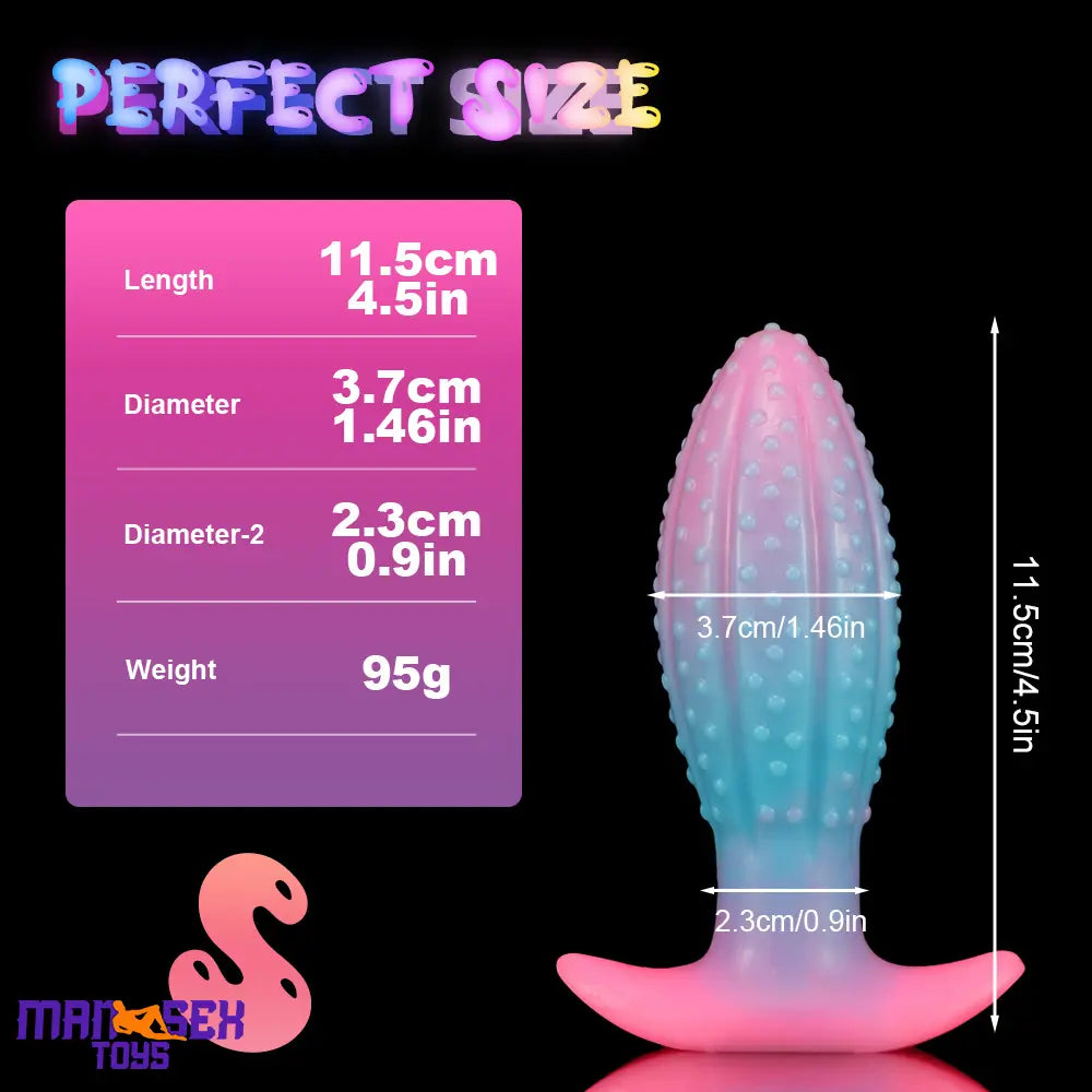 4.5in 5.67in 7.6in Plus One Silicone Soft Fluorescent Luminous Anal Plug Dildo