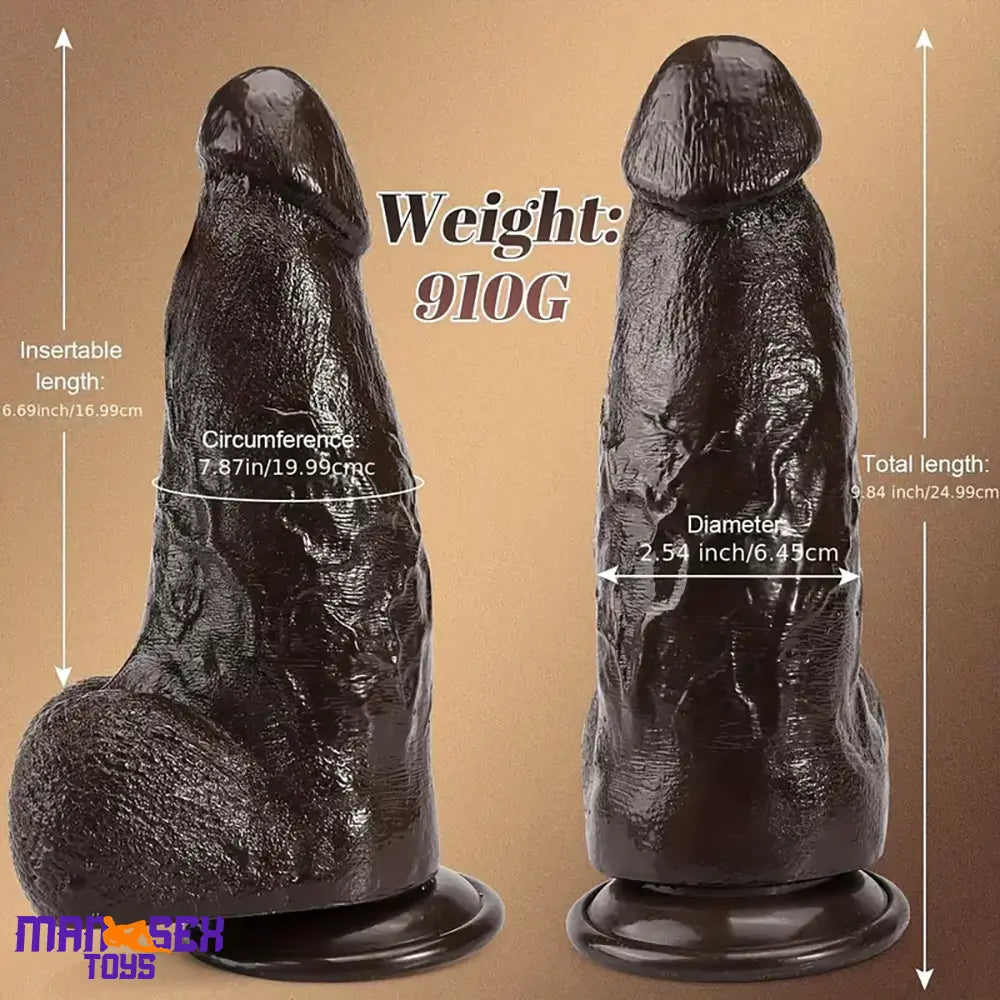 9.84in Superb Skin Sensation Real Thick Ebony Dildo For Female Masturbator