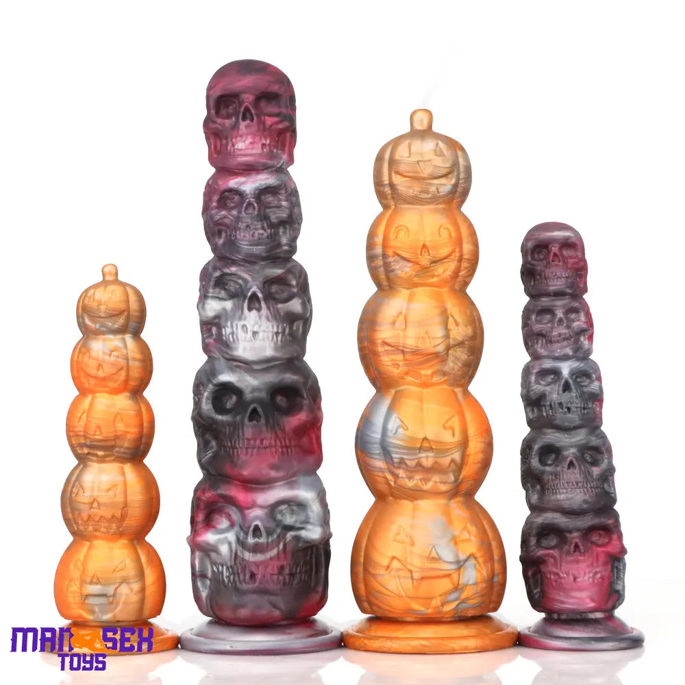 8.66in 11.85in 7.87in 11.02in Pumpkin Skull Silicone Dildo For Halloween