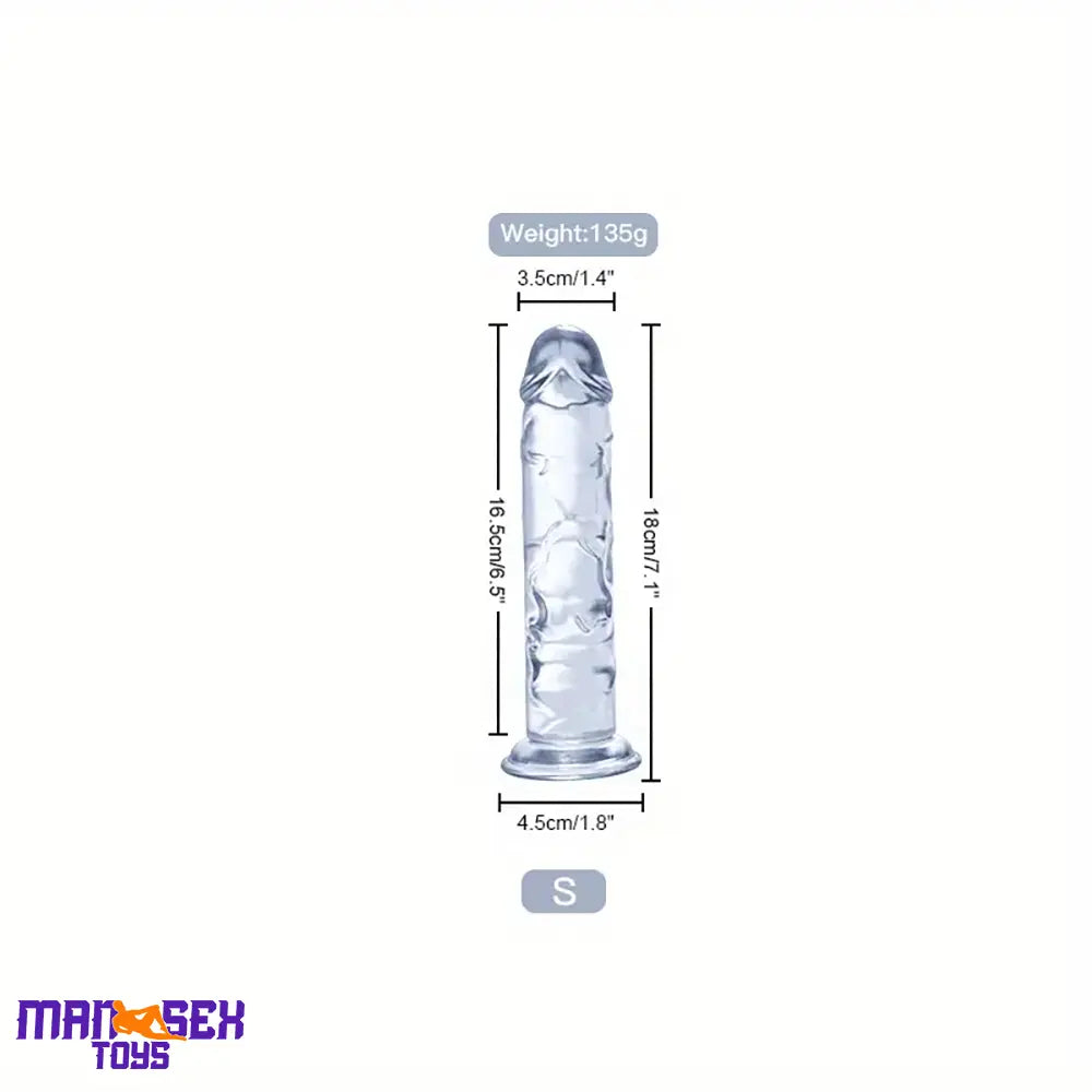6.3in 7.1in 7.7in 8.5in 9.8in 12in Realistic Clear Cock Dildo With Suction Cup