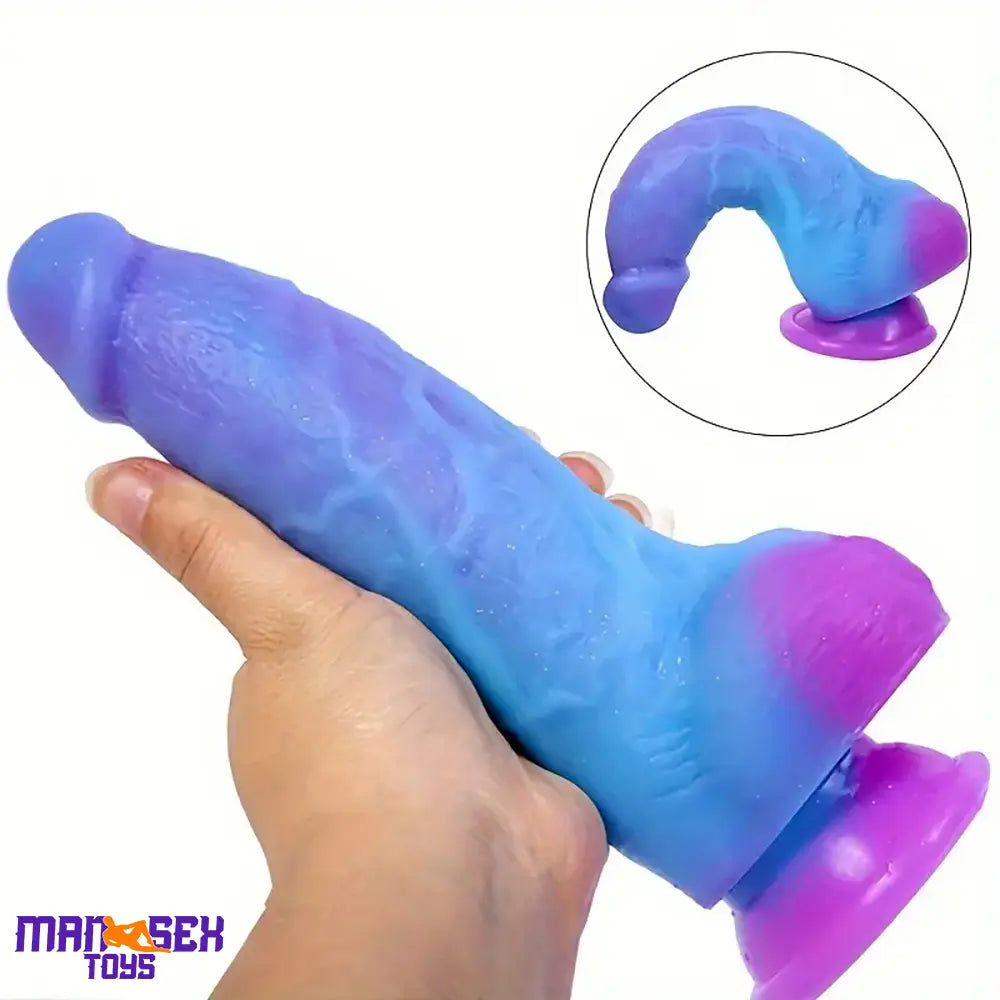 7.4in Unisex Soft Flexible Silicone Luminous Dildo Male Cock Sex Love Toy