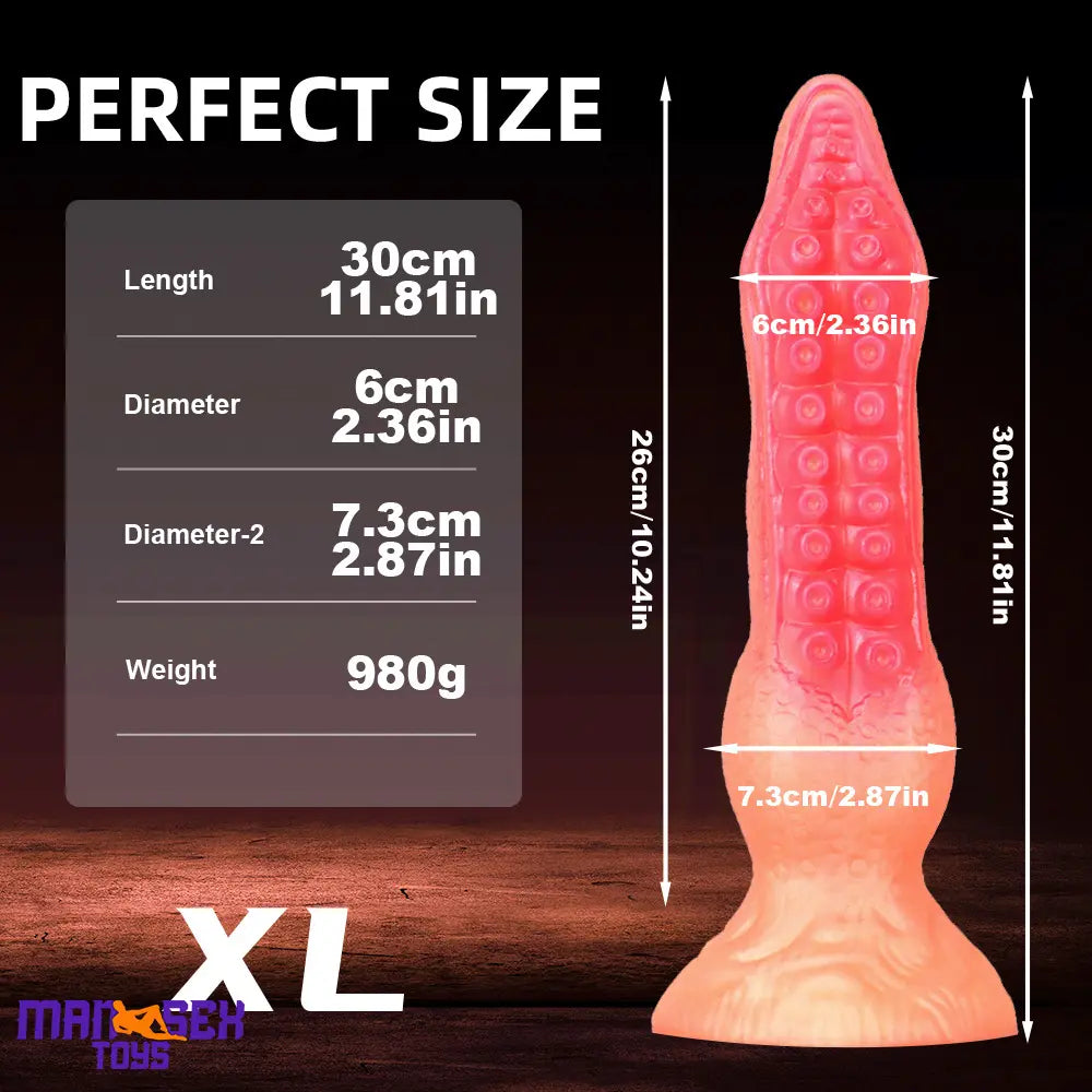 7.08in 9.06in 10.24in 11.81in Octopus Tentacle Cock Silicone Soft Dildo