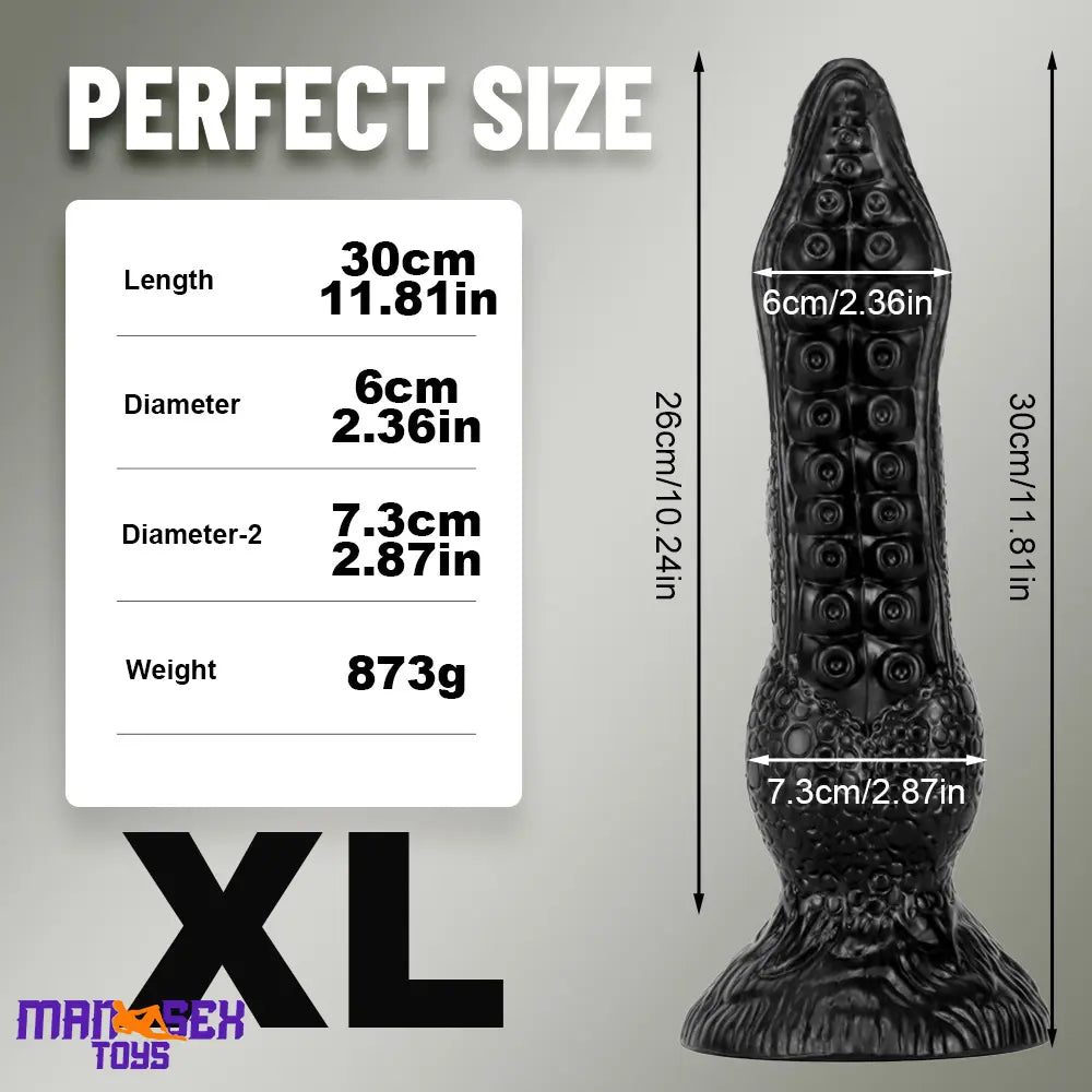 7.08in 9.06in 10.24in 11.81in Big Fantasy Tentacle Octopus G-Spot Dildo