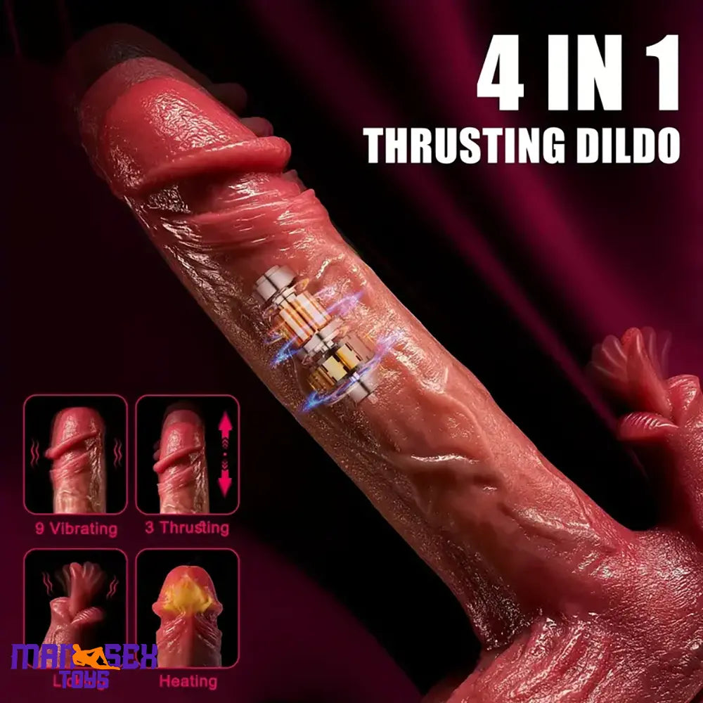 8.7in Multi-Stimulation Thrusting Tongue Licking Heating Dildo Vibrator Toy