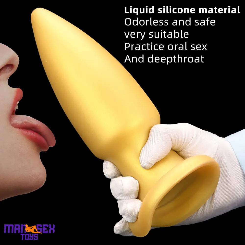 8.85in Premium Gold Soft Liquid Silicone Big Butt Plug Dildo Cock Sex Toy