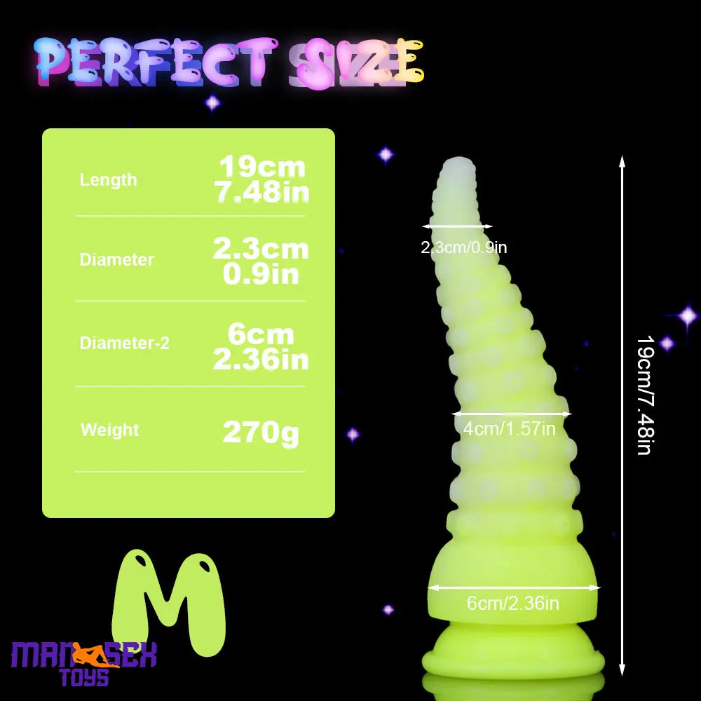 6.42in 7.48in 8.66in Fluorescent Octopus Tentacle Soft Dildo For Masturbator